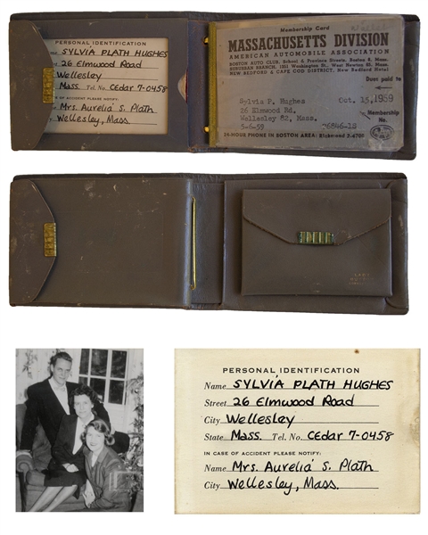 Sylvia Plath's Wallet, With Her Signed ID Card, Photo of Her Family, and a Triple-A Card